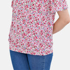 TAMSY Floral Pattern V-Neck Top (Size M-L) - Pink