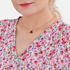 TAMSY Floral Pattern V-Neck Top (Size M-L) - Pink