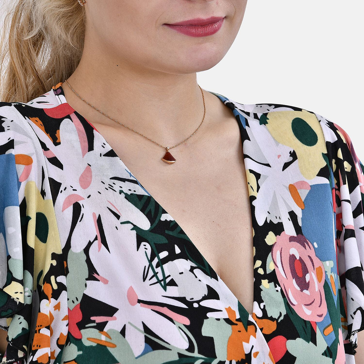 Tamsy Flutter Sleeves Smocked Midi Dress with Colourful Flowers 7692842 3