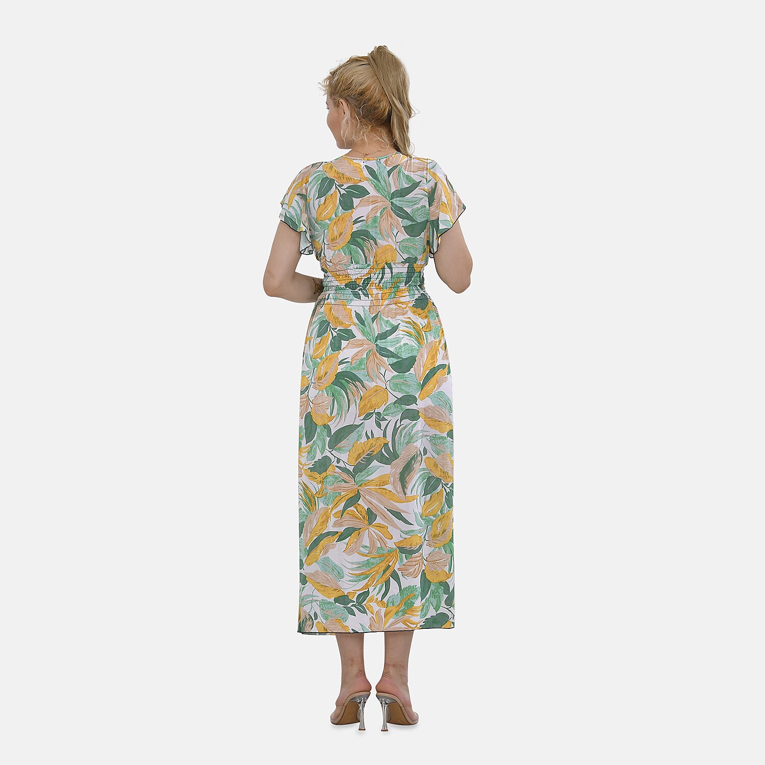 Tamsy Flutter Sleeves Floral Pattern Smocked Midi Dress 7722705 2