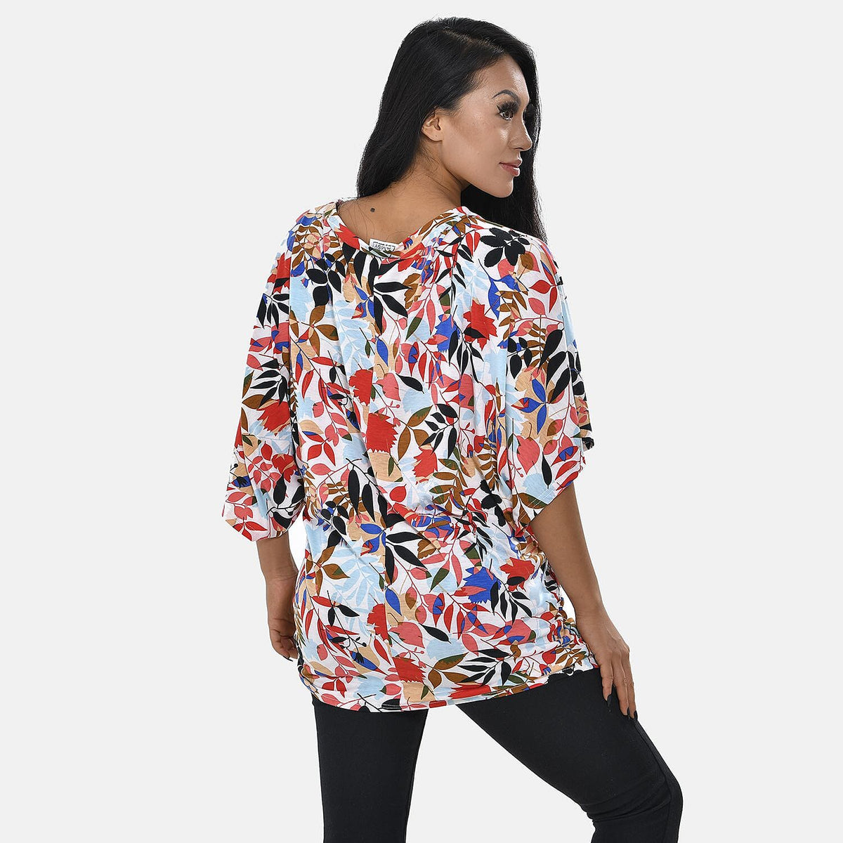 TAMSY Printed V-Neck Jersey Drape Top 7513112 2