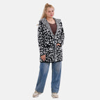Tamsy Cozy Winter Coatigan with Hoodie (Size 8 to 20) - White & Black