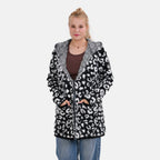 Tamsy Cozy Winter Coatigan with Hoodie (Size 8 to 20) - White & Black