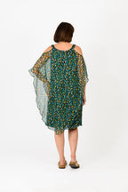 Tamsy Knitted Knee Length Dress (Size L) - Green & Black