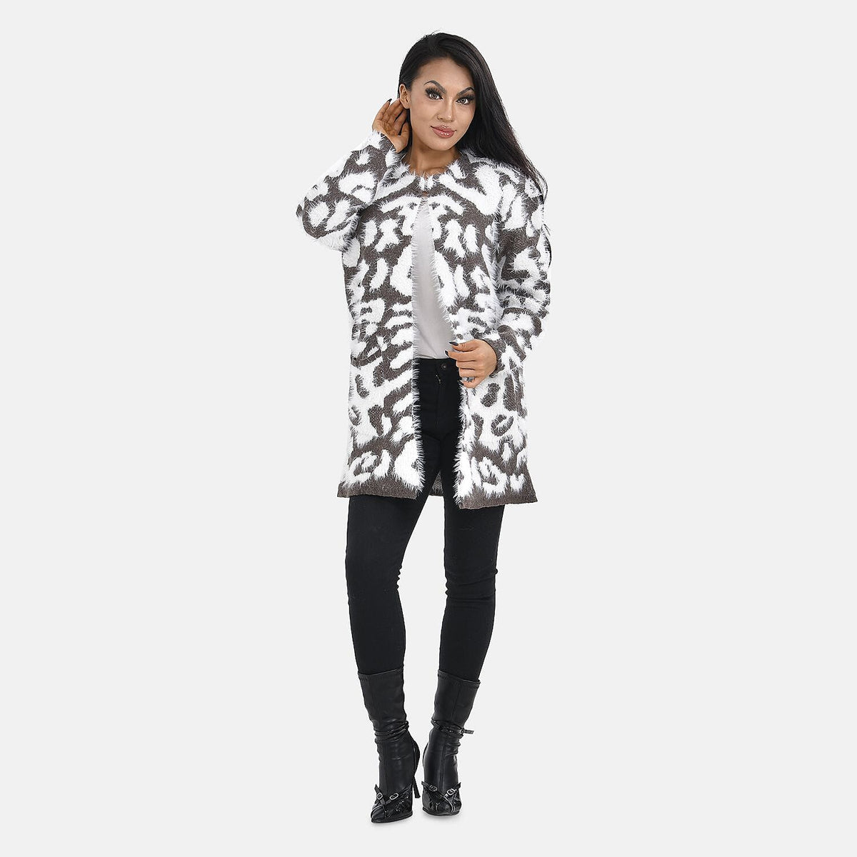 Tamsy Patterned Cardigan - Jumper - Brown and White 7487301 0