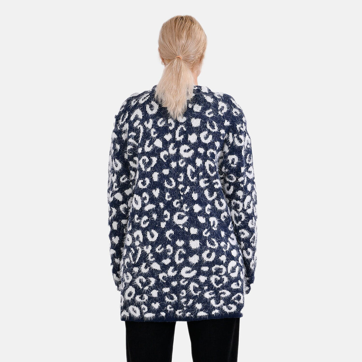 Tamsy Patterned Cardigan and Sweater-Jumper - White &amp; Navy 7808642 9