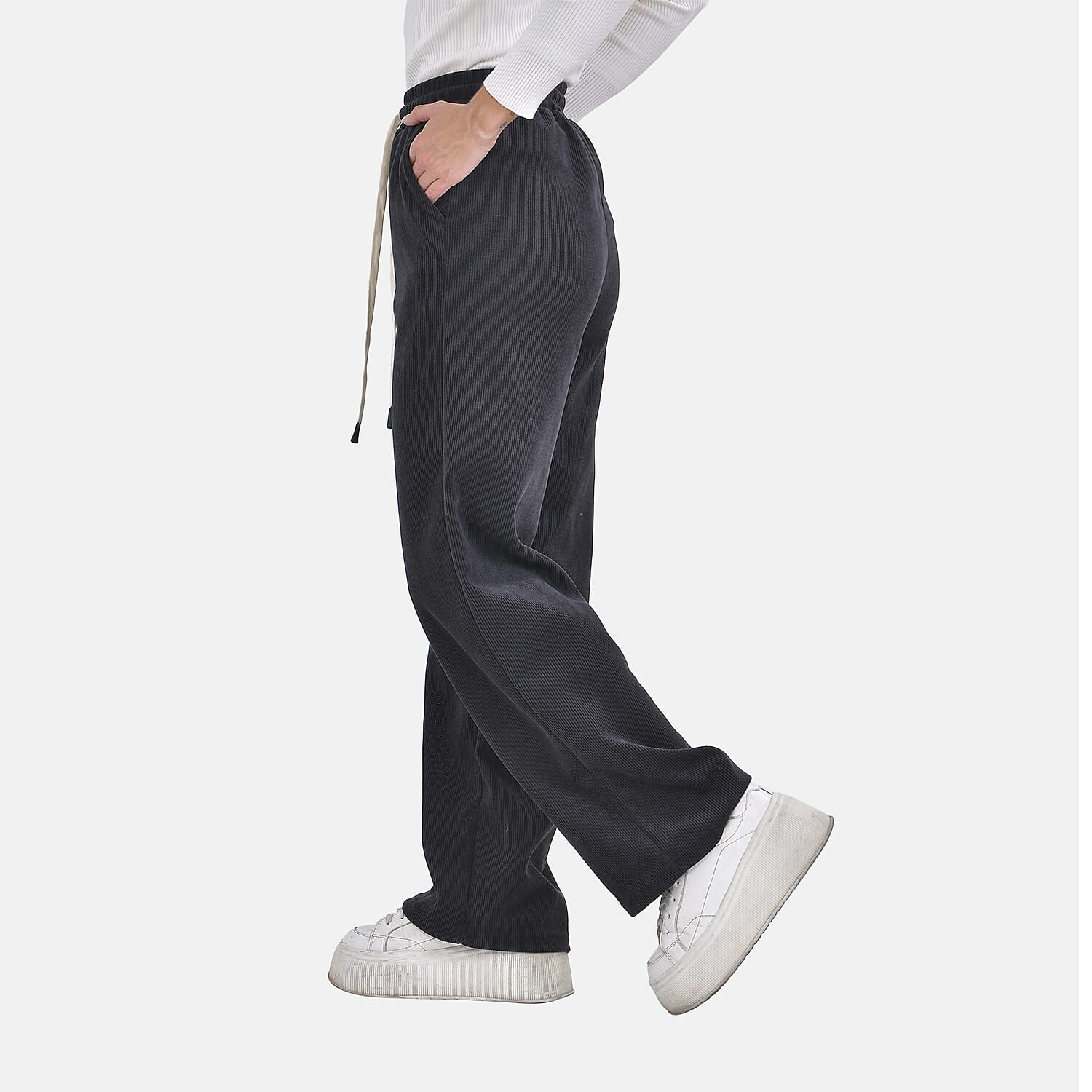 Corduroy Trousers with Elastic Waistband and Adjustable Drawstring 7615882 2