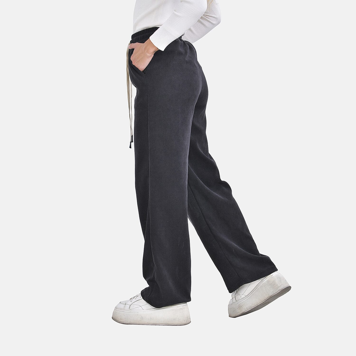 Corduroy Trousers with Elastic Waistband and Adjustable Drawstring 7615882 3