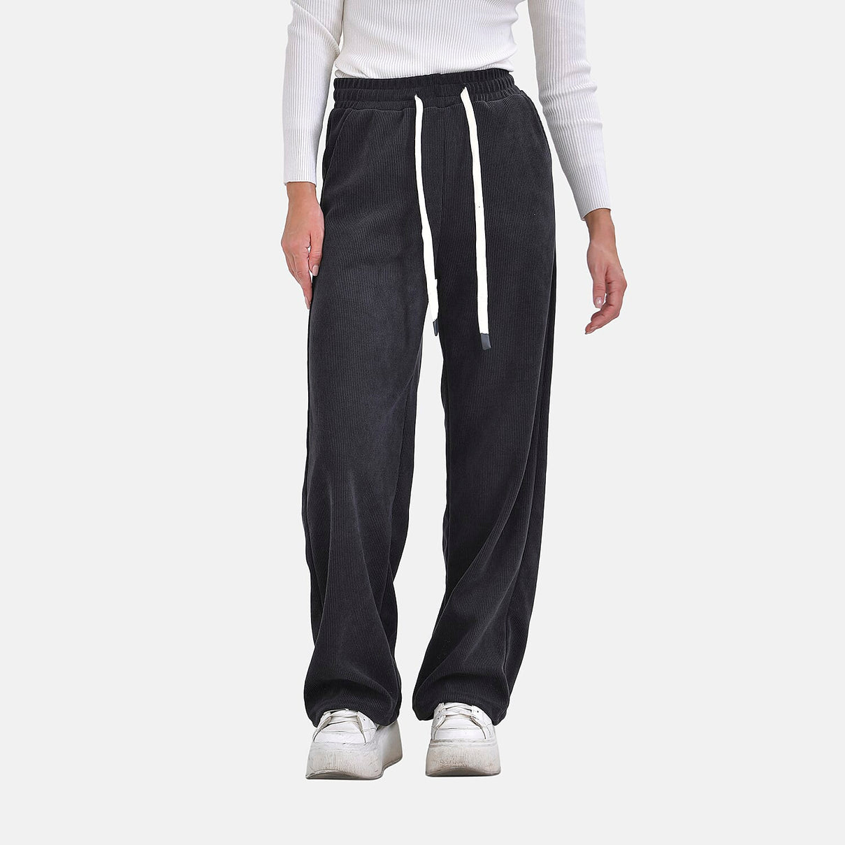 Corduroy Trousers with Elastic Waistband and Adjustable Drawstring 7615882 4