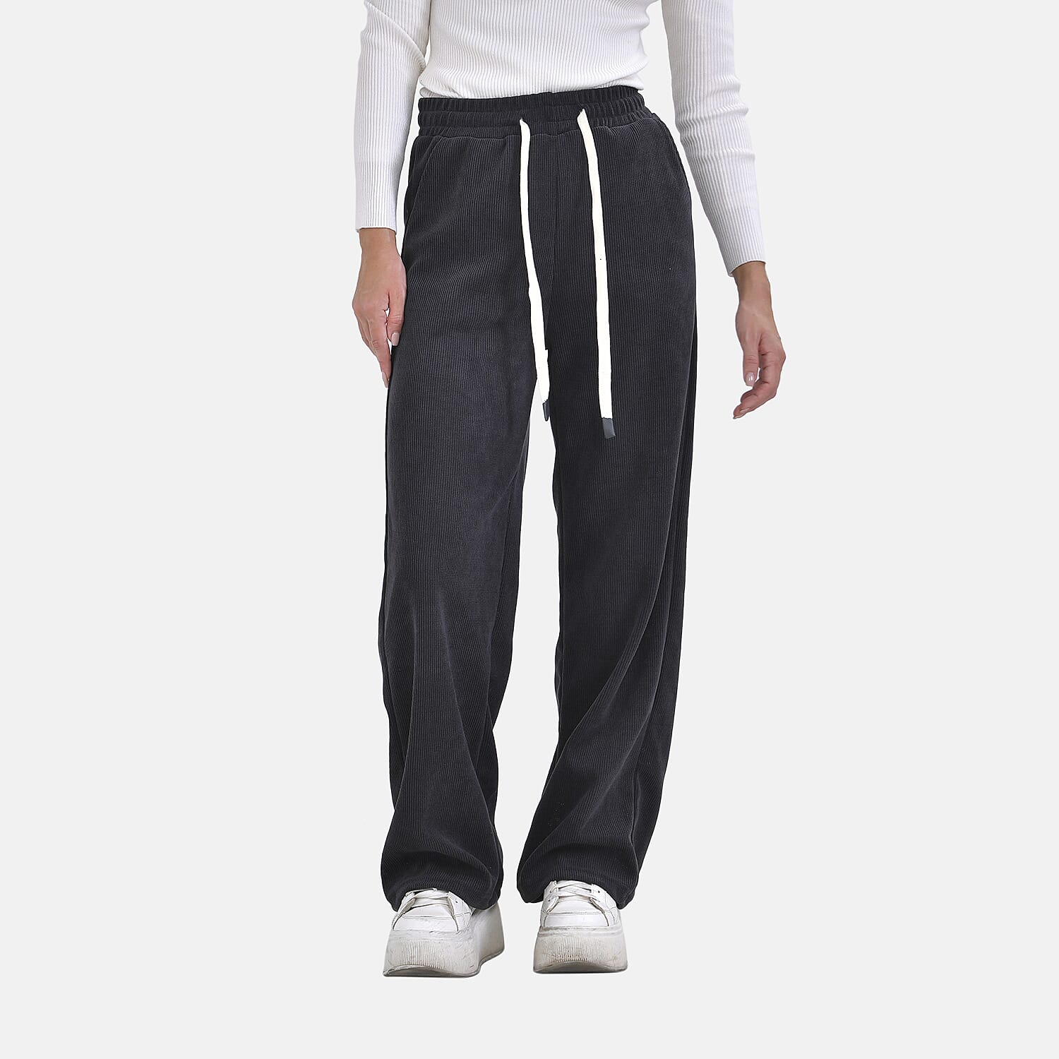 Corduroy Trousers with Elastic Waistband and Adjustable Drawstring 7615882 4