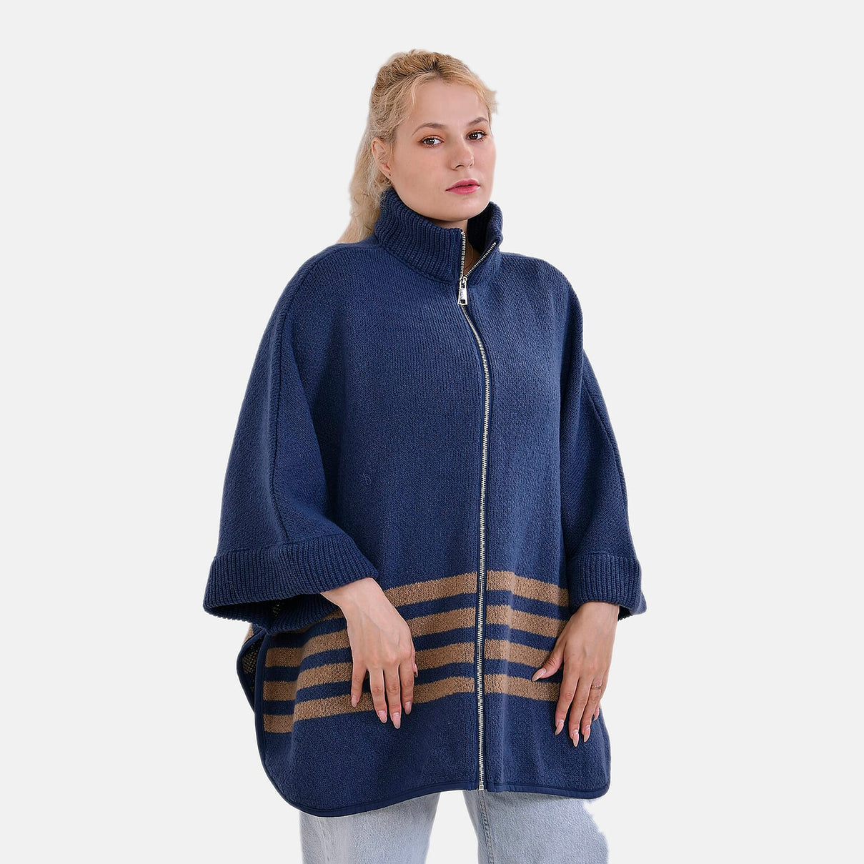 Tamsy Winter Poncho with Zip Detail 7806976 4