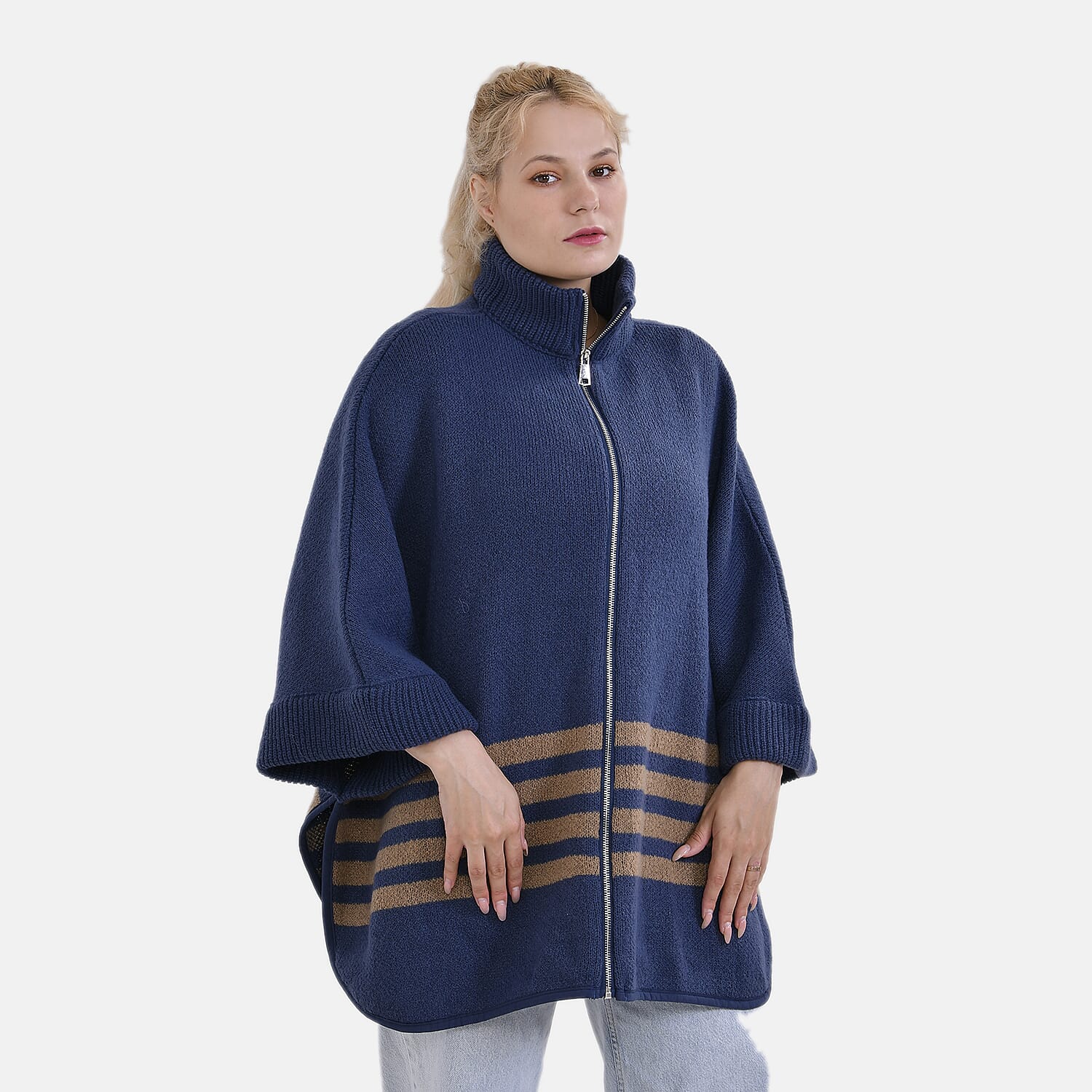 Tamsy Winter Poncho with Zip Detail 7806976 4