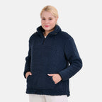La Marey Fleece Patterned Half Zipped Sweat Shirt (Size 8 - 10 ) - Navy
