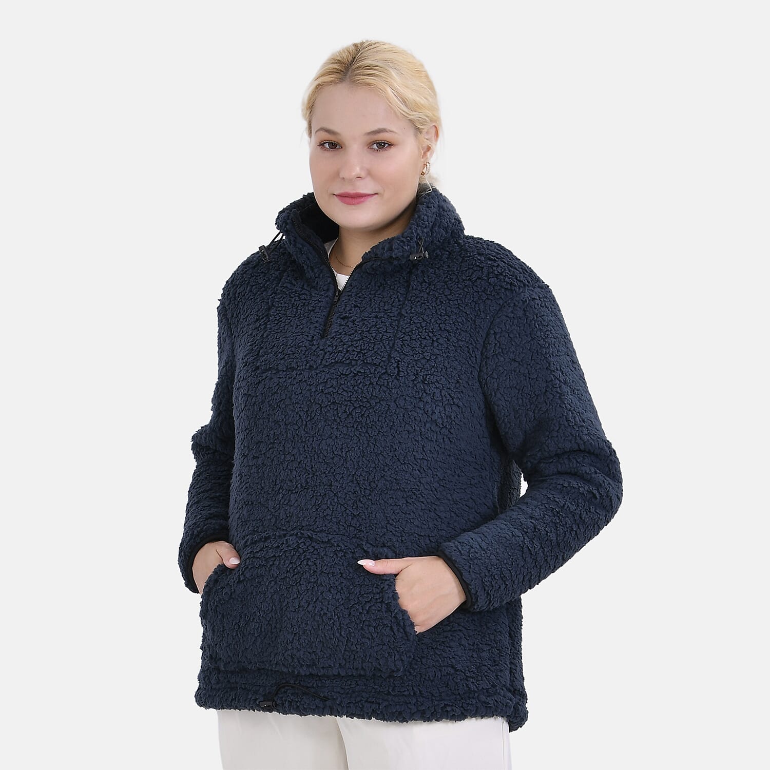 La Marey Half-Zip Sweatshirt with Kangaroo Pocket (Size S) - Blue 7722321 0
