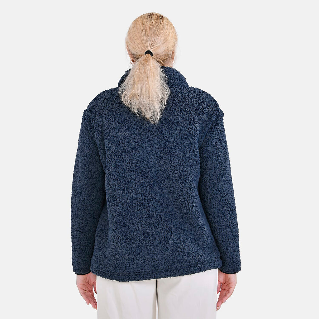 La Marey Fleece Patterned Half Zipped Sweat Shirt (Size 8 - 10 ) - Navy
