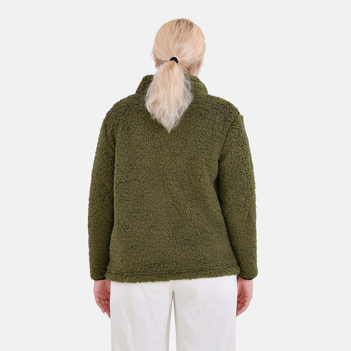 La Marey Fleece Patterned Half Zipped Sweat Shirt (Size 8 - 10 ) - Olive V32601713 2
