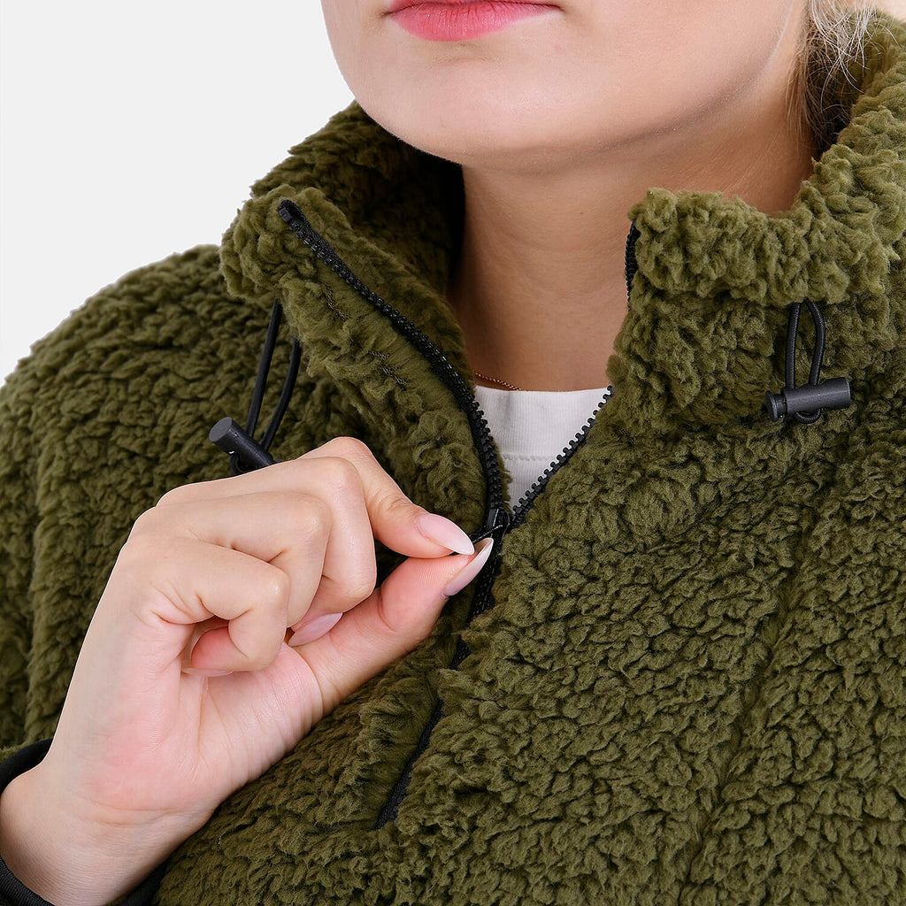 La Marey Fleece Patterned Half Zipped Sweat Shirt (Size 8 - 10 ) - Olive
