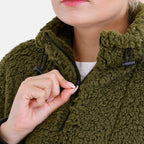 La Marey Fleece Patterned Half Zipped Sweat Shirt (Size 8 - 10 ) - Olive