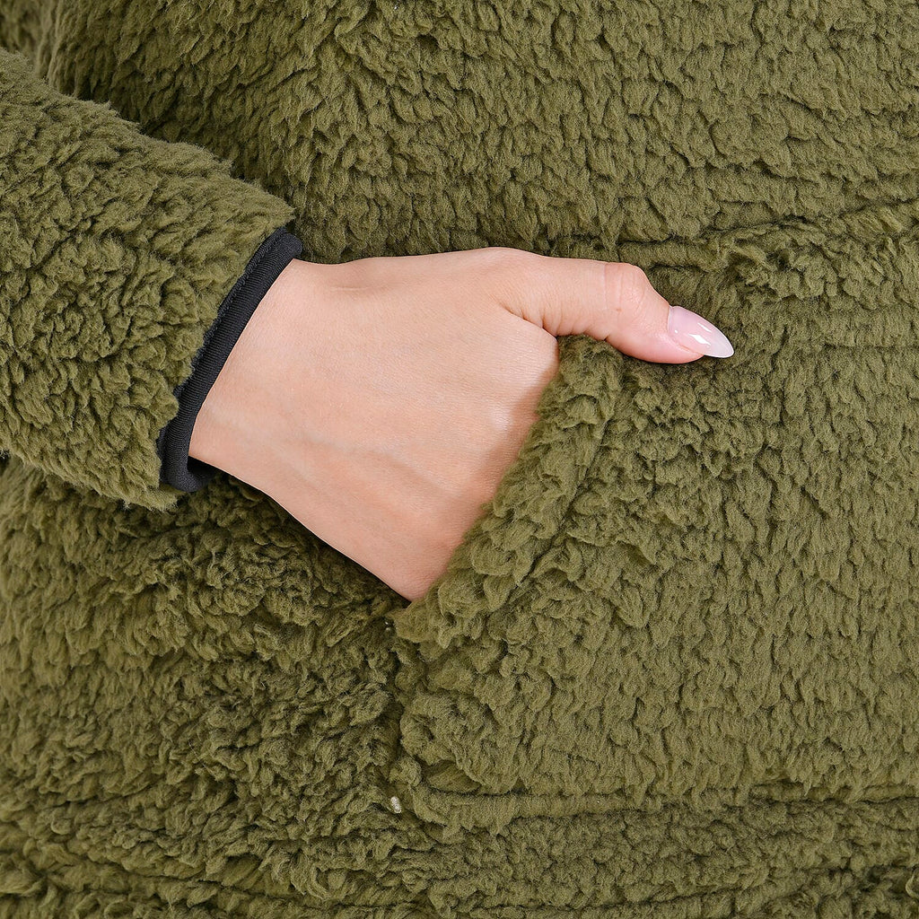 La Marey Fleece Patterned Half Zipped Sweat Shirt (Size 8 - 10 ) - Olive