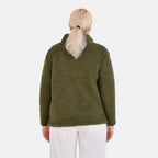 La Marey Fleece Patterned Half Zipped Sweat Shirt (Size 12 - 14 ) - Olive