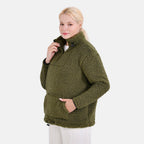La Marey Fleece Patterned Half Zipped Sweat Shirt (Size 12 - 14 ) - Olive