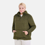 La Marey Fleece Patterned Half Zipped Sweat Shirt (Size 12 - 14 ) - Olive