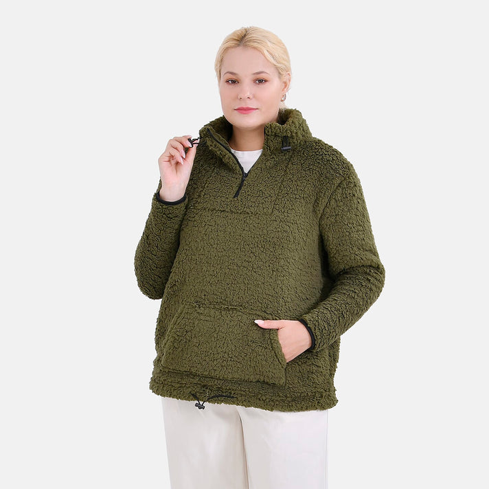 La Marey Fleece Patterned Half Zipped Sweat Shirt (Size 16 - 18 ) - Olive 7722312 1