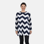Tamsy Crew Neck Jersey Drape Top (One Size,8-18) - Blue - Grey