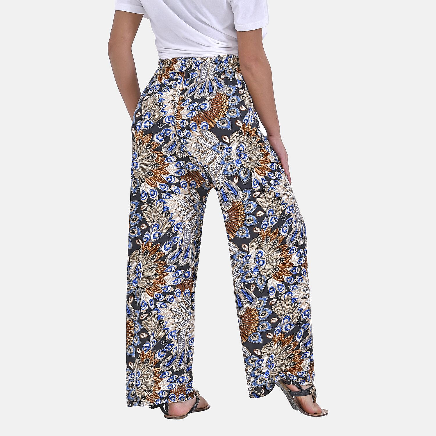 Tamsy Abstract Peacock Feather Pattern Trousers 7562303 2