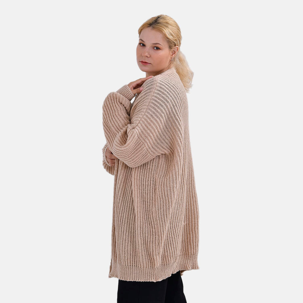 TAMSY Plain Cardigan (One Size) - Beige