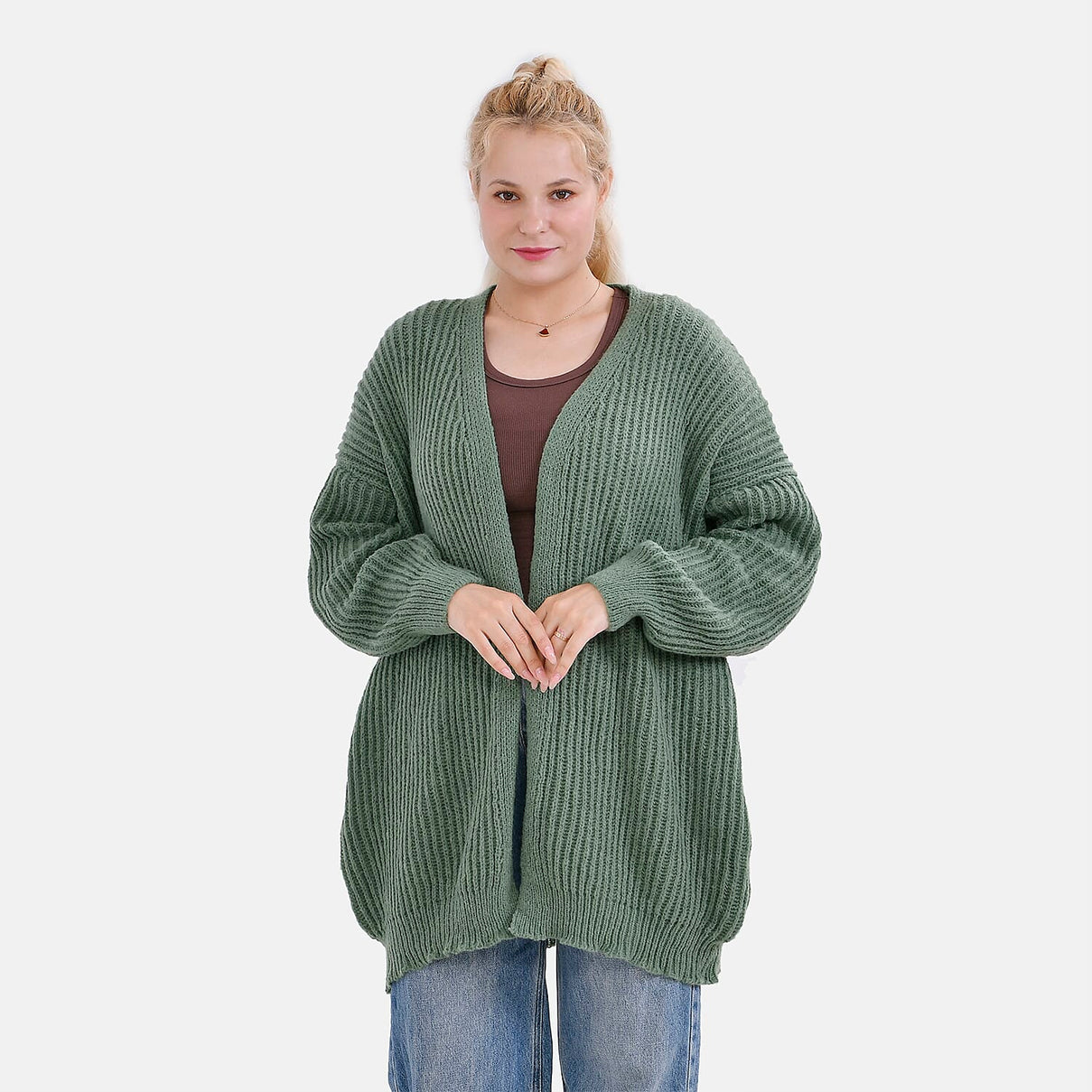 Tamsy Super Soft Relaxed Plain Cardigan (Size 8 to 20) - Green 7797767 0