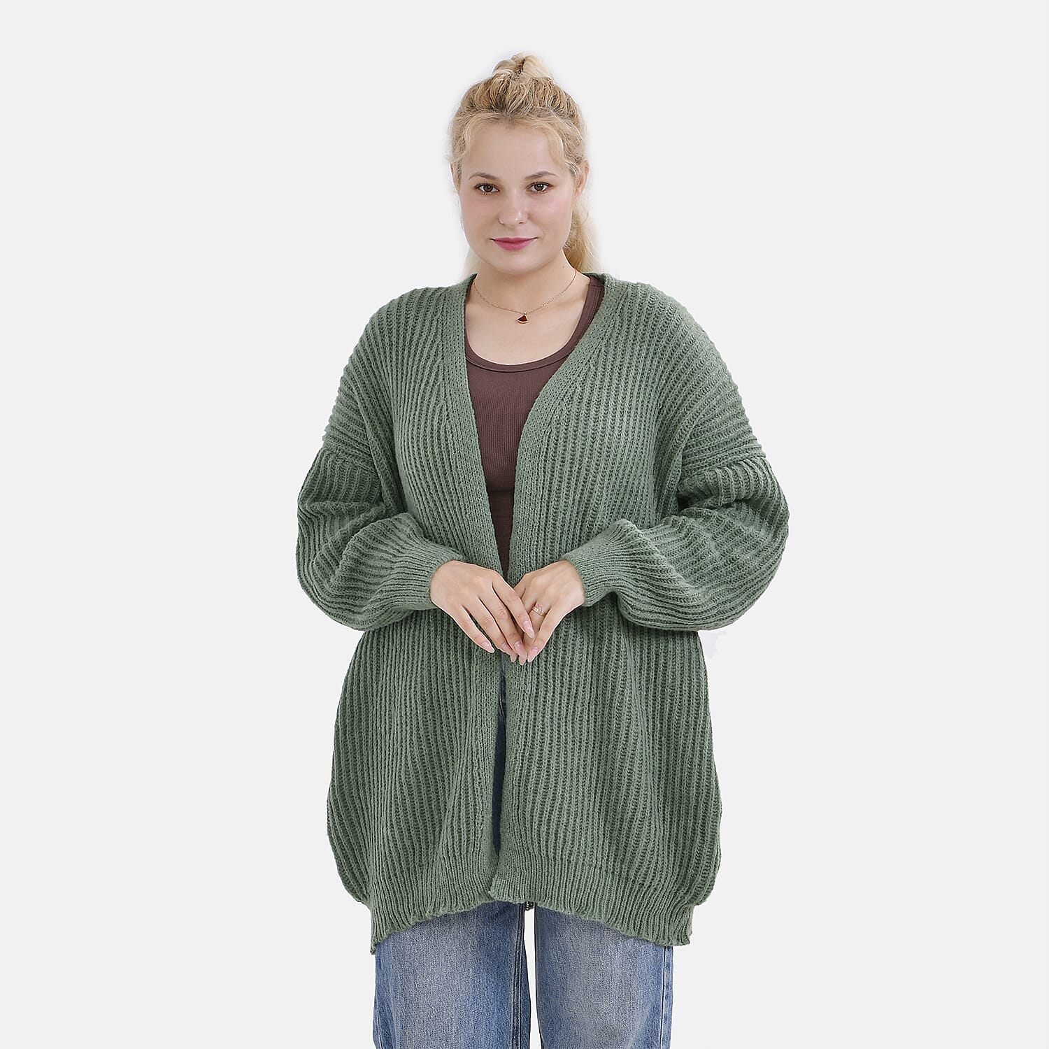 Tamsy Super Soft Relaxed Plain Cardigan (Size 8 to 20) - Green 7797767 0
