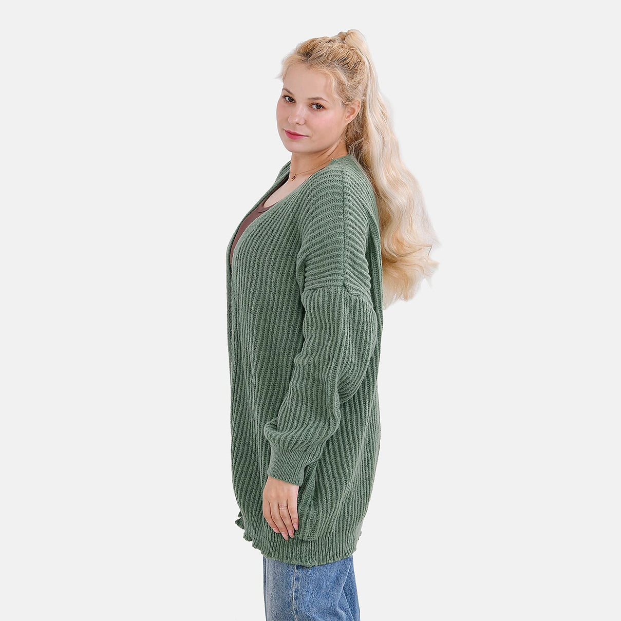 Tamsy Super Soft Relaxed Plain Cardigan (Size 8 to 20) - Green 7797767 3