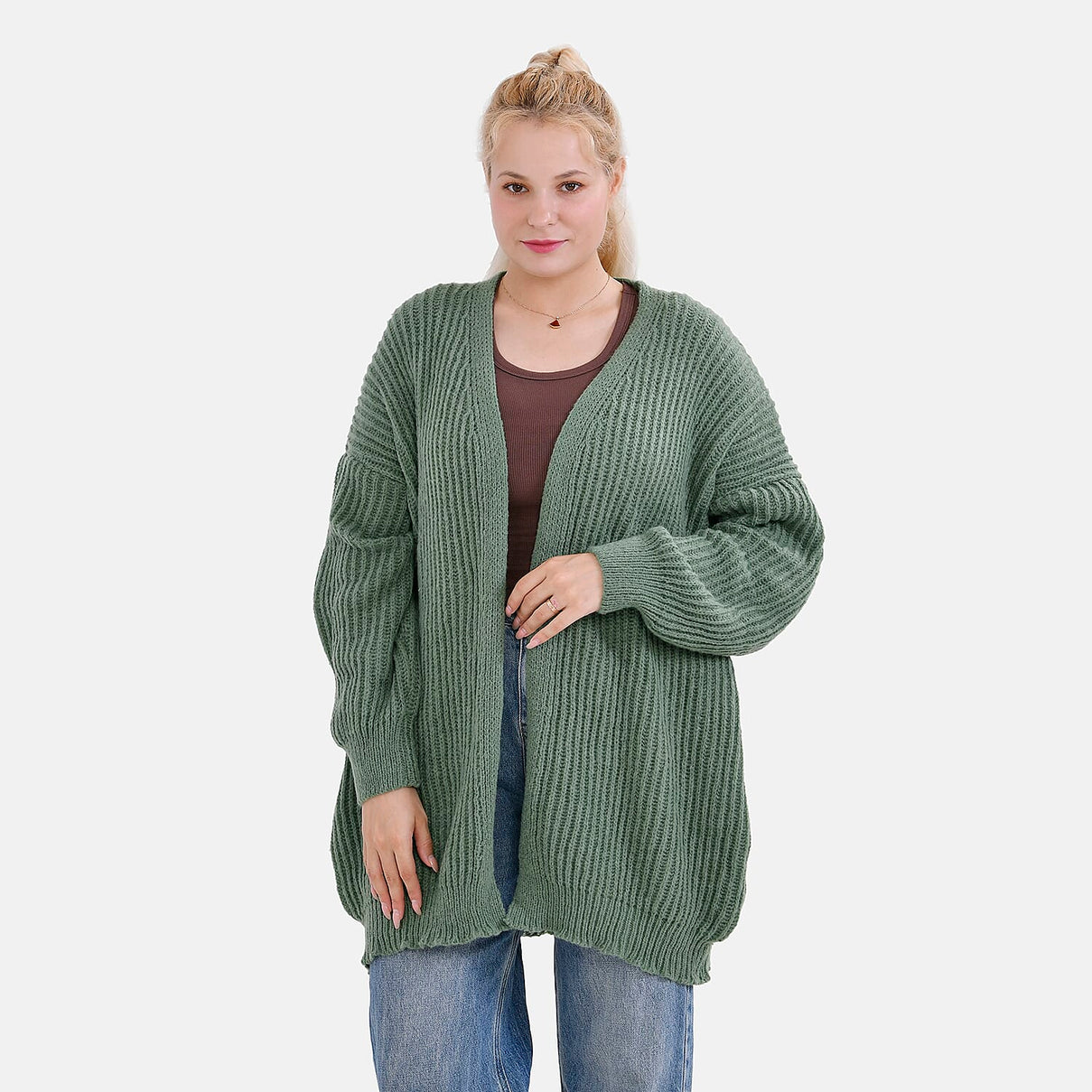 Tamsy Super Soft Relaxed Plain Cardigan (Size 8 to 20) - Green 7797767 4