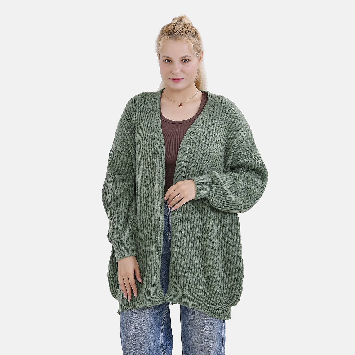 Tamsy Super Soft Relaxed Plain Cardigan (Size 8 to 20) - Green 7797767 4