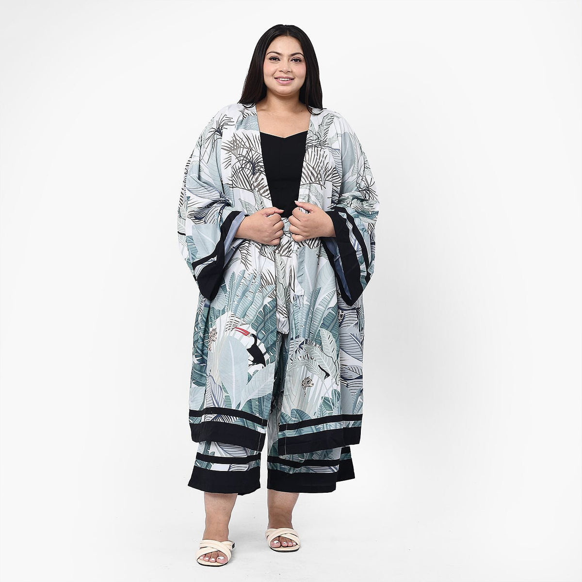 Tamsy Printed Kimono (Size L) - Green 7545672 0