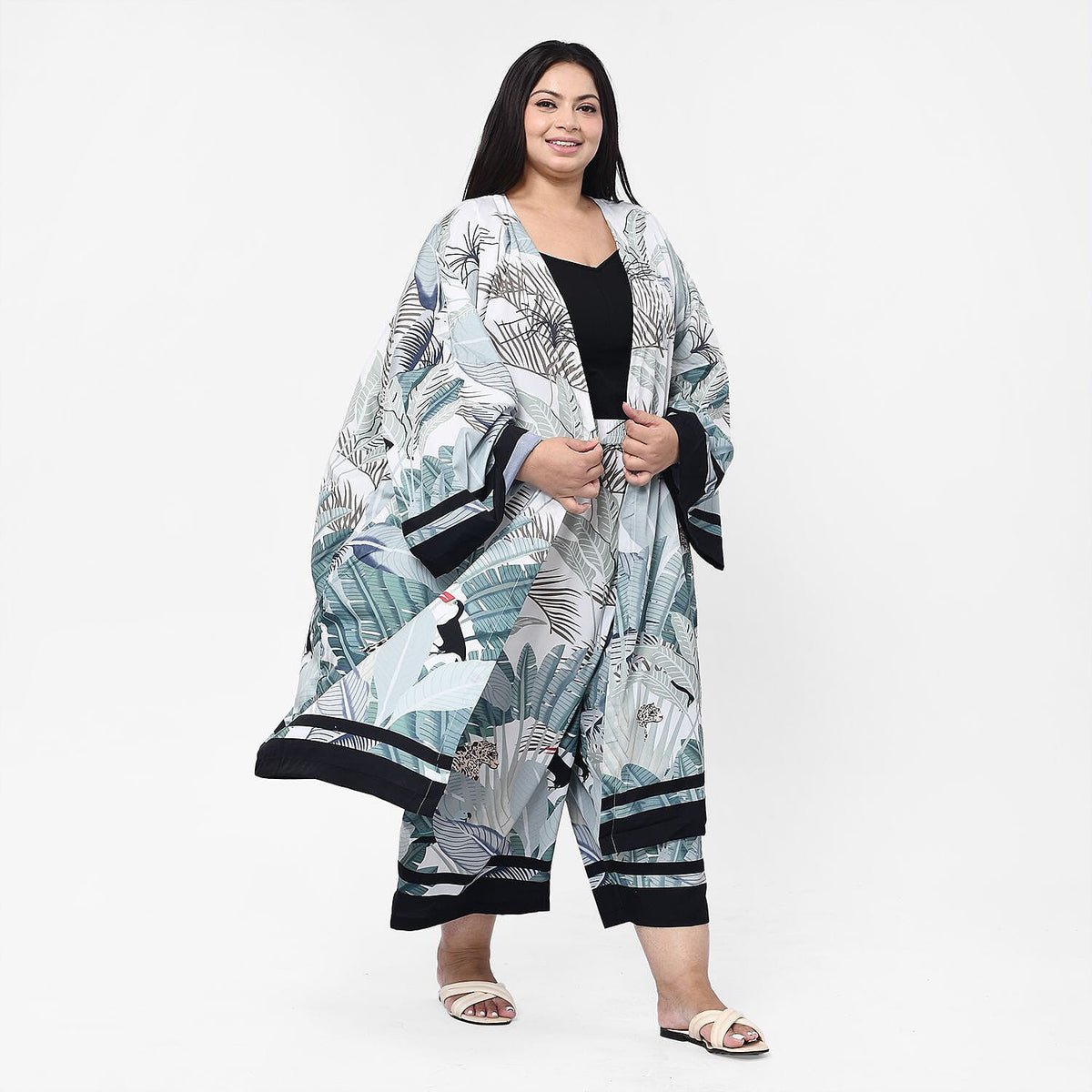 Tamsy Printed Kimono (Size L) - Green 7545672 7