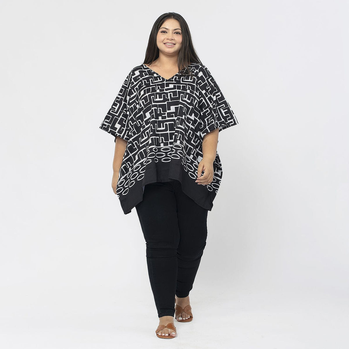 Printed Top (Size S) - Black &amp; White V32622871 0