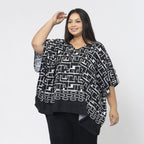 Tamsy Printed Top (Size S) - Black - White
