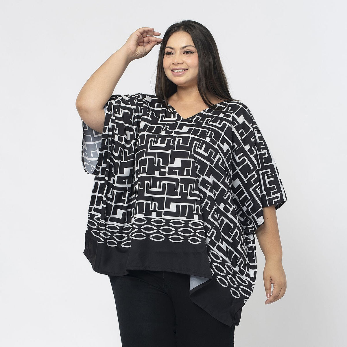 Printed Top (Size S) - Black &amp; White V32622871 4