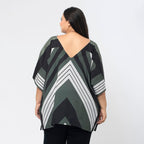 TAMSY Printed V-Neck Kaftan (Size L) - Khaki