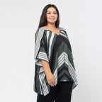 TAMSY Printed V-Neck Kaftan (Size L) - Khaki