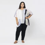 TAMSY Stripe Pattern V-Neck Kaftan (Size S) - Pink - White