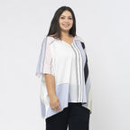 TAMSY Stripe Pattern V-Neck Kaftan (Size S) - Pink - White