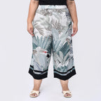 Tamsy Printed Cropped Palazzo (Size M, Inside Leg Lenth 53 cm) -Leaves