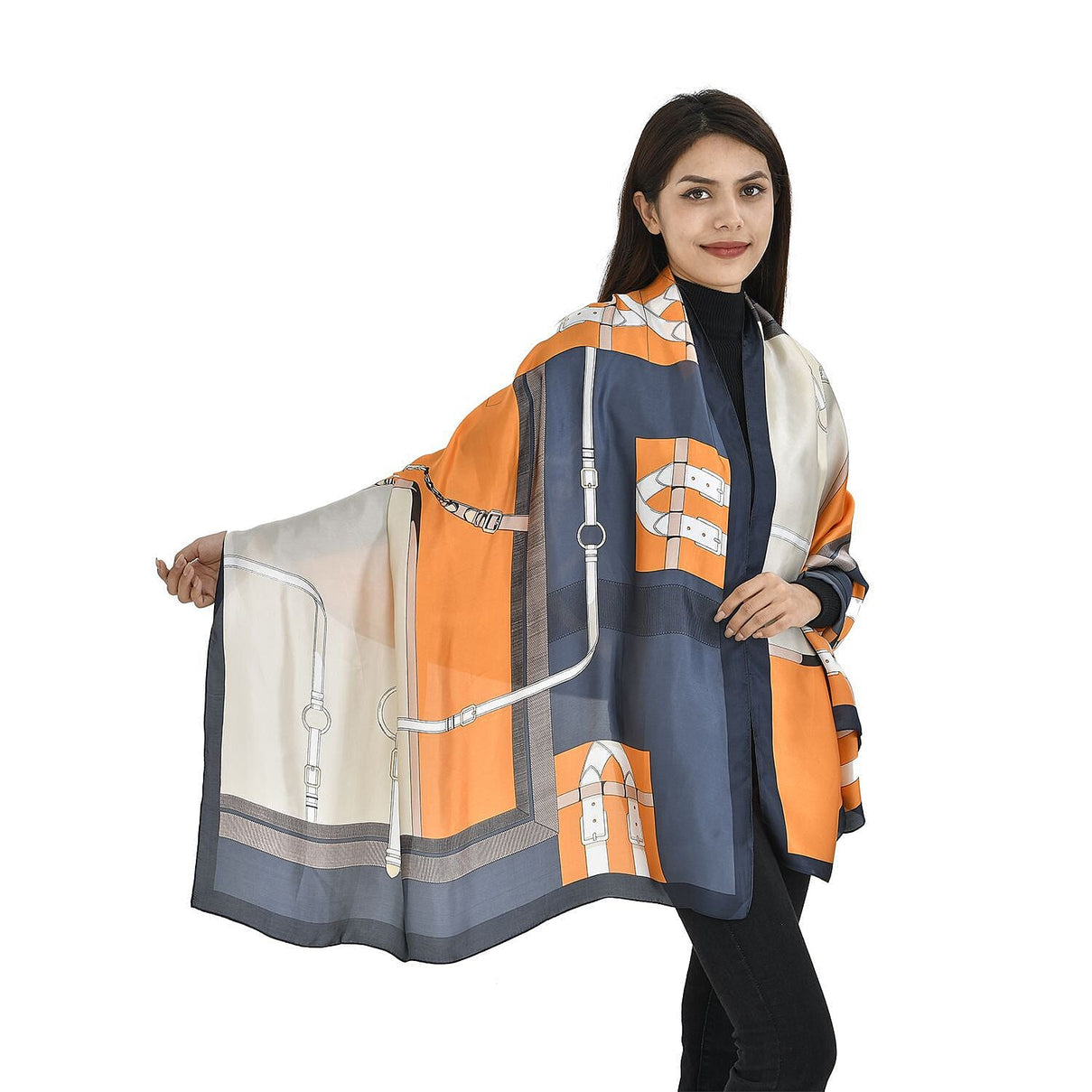 TAMSY Belt Pattern Scarf - Blue 7190010 4