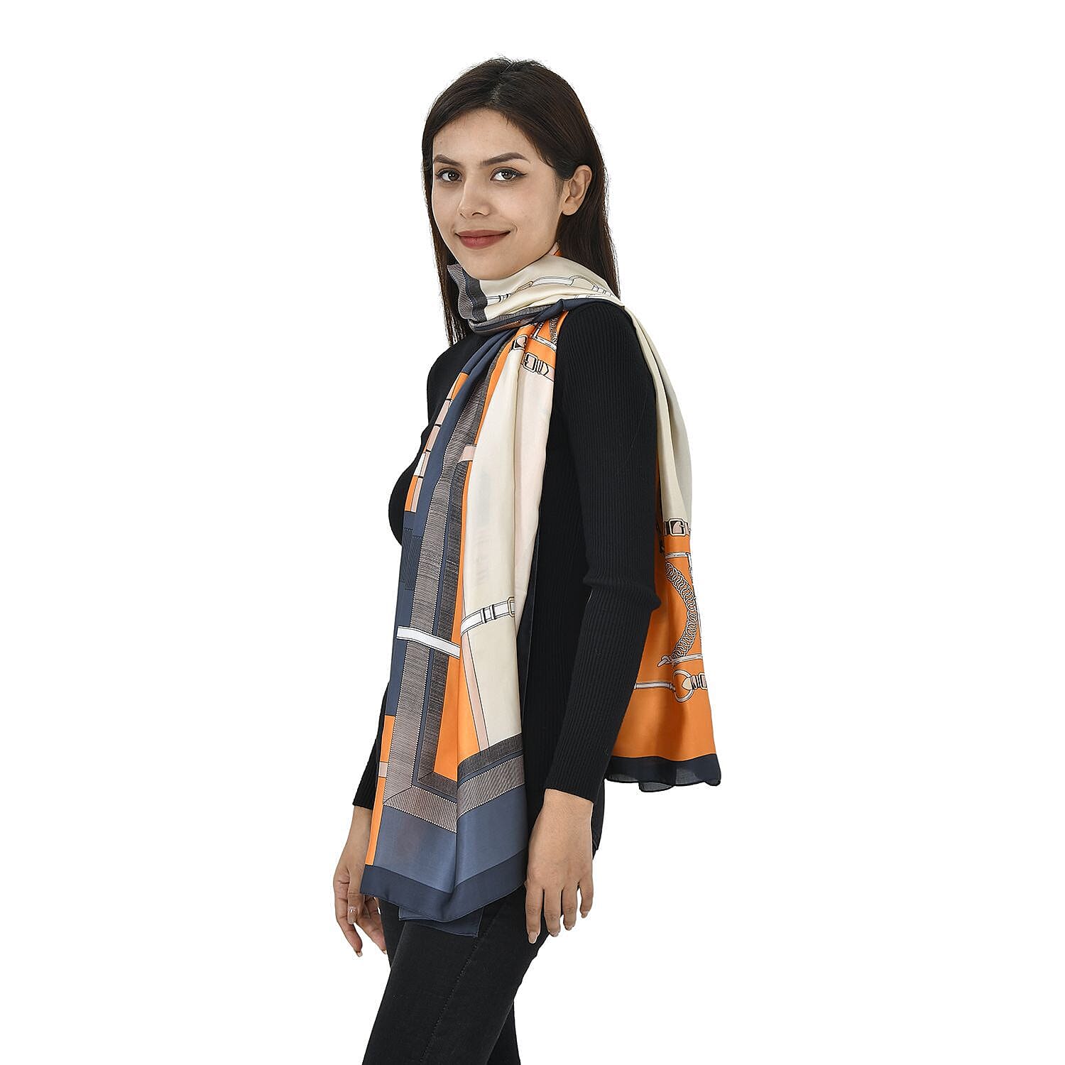 TAMSY Belt Pattern Scarf - Blue 7190010 7