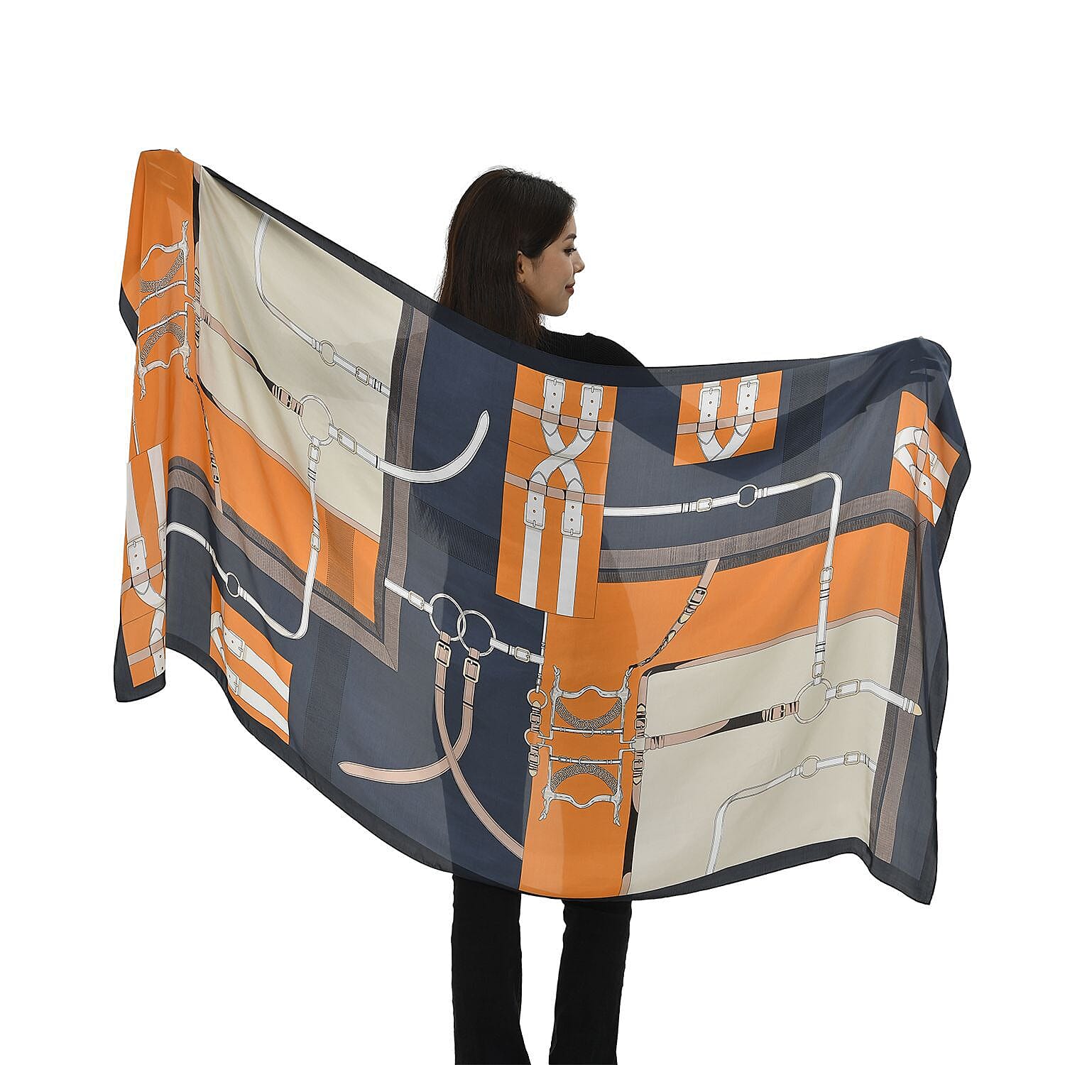 TAMSY Belt Pattern Scarf - Blue 7190010 11