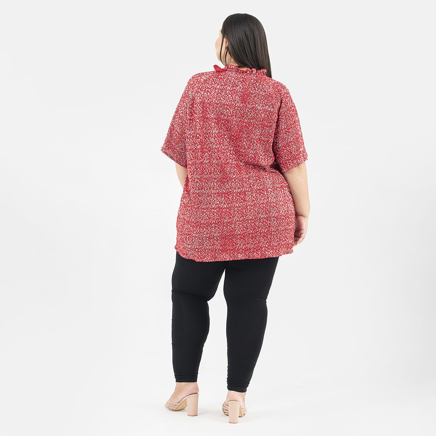 TAMSY Knit Foil Printed Pleated Tunic  - Red 7133677 2