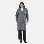Tamsy Boucle Tie Belted Coat with 2 Side Pockets (Size L)  - Grey